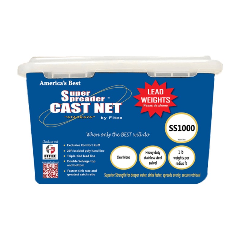 Fitec Super Spreader 1/4″ Mesh Cast Net SS1000 4ft