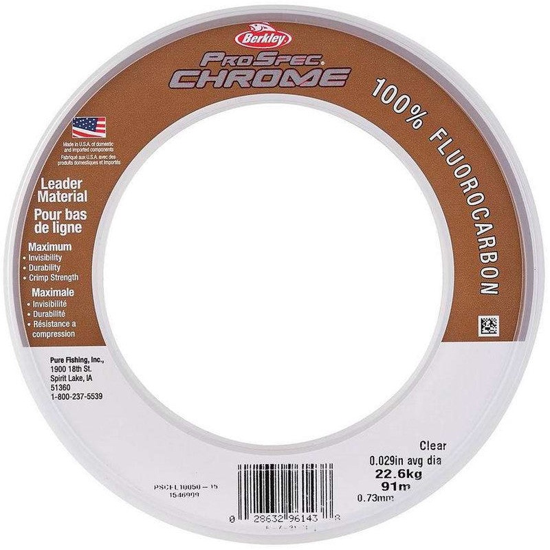 Berkley ProSpec Chrome 100% Fluoro Leader Clear 25yd 10#