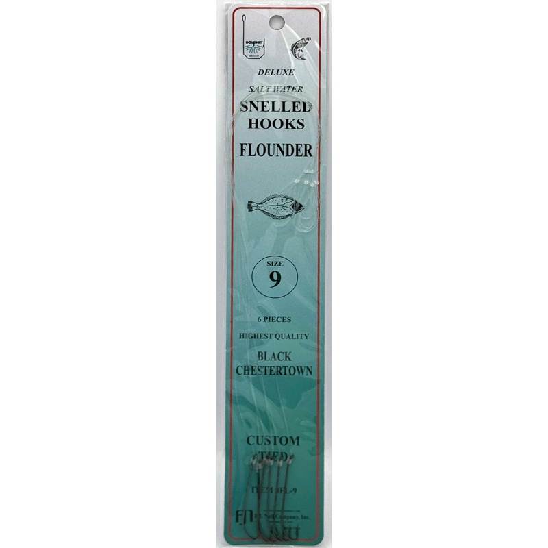 Dolphin FL-9 Chestertown #9 Black 6pk Snelled Flounder Hook