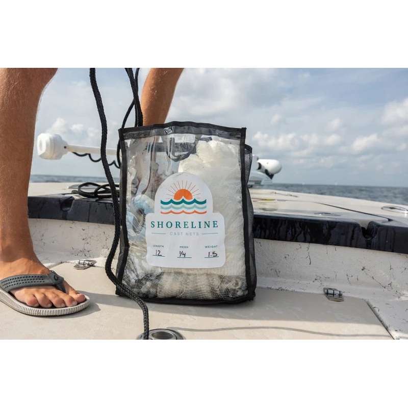 Shoreline 12′ Cast Net with 3/8″ Mesh  Premium 1.5 lb/ft Weight for Efficient Bait Capture