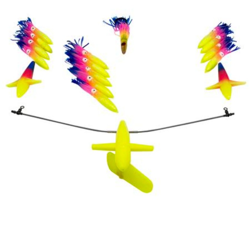 Chatter Lures 36″ Side Tracker Spreader Bars – 9″ Floating Bulb Squid Purple