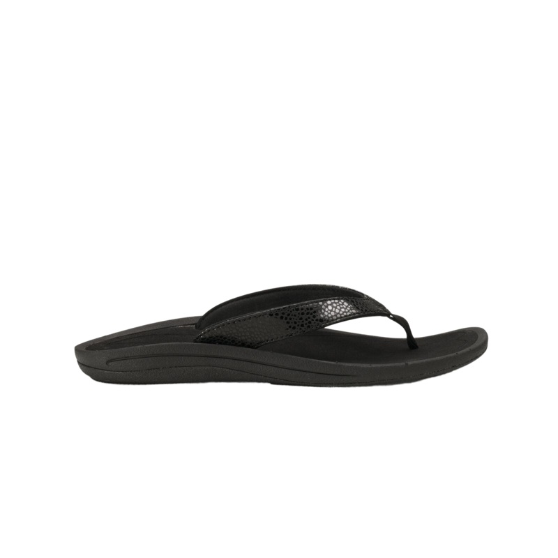 OluKai Womans Kulapa Kai Sandals-Black/Black 5