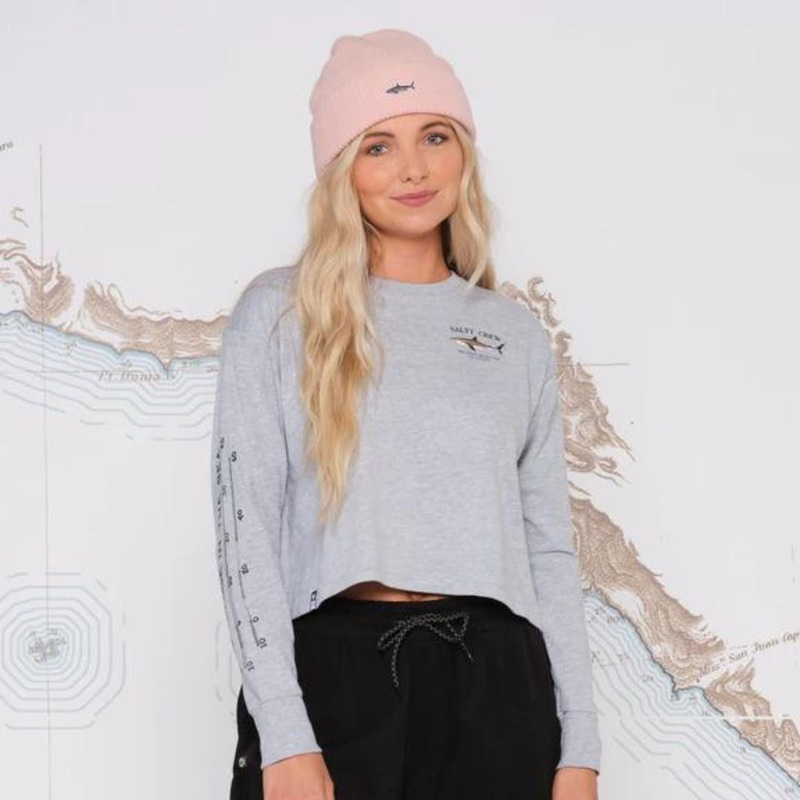 Salty Crew Bruce Long Sleeve Crop XS ATHLETIC HEATHER