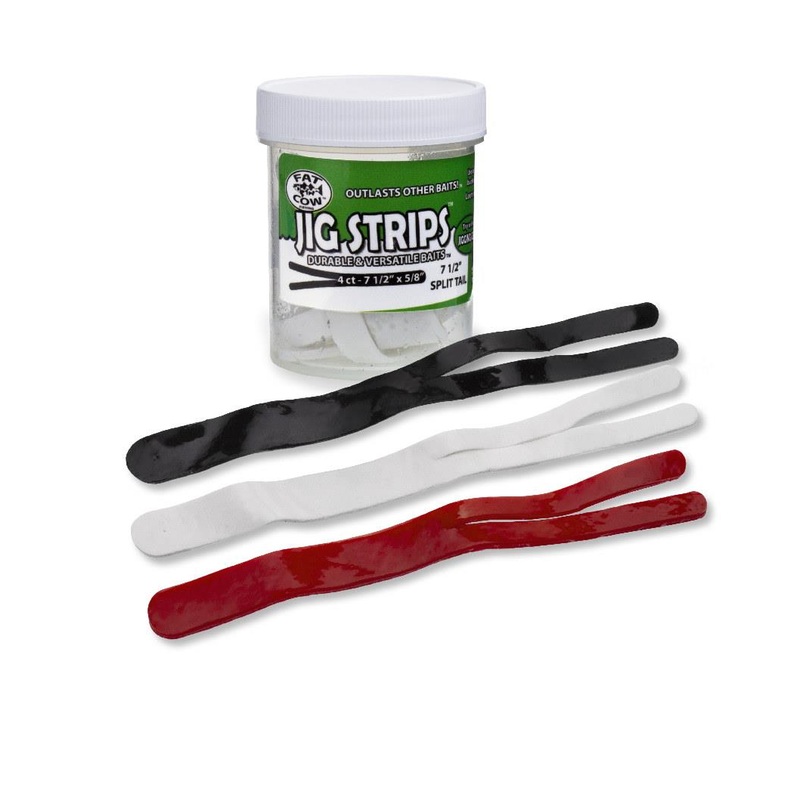 Fat Cow Jig Strips Split Tail – 5″ x 1/2″ Red 5″ x 1/2″