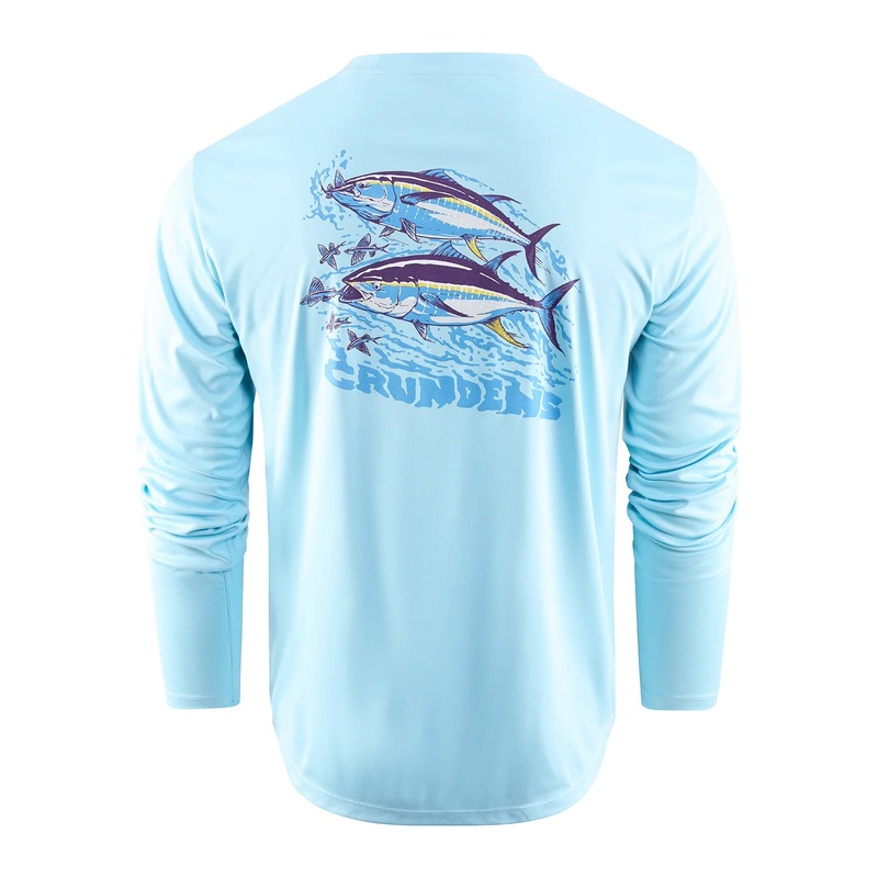 Grundens Twin Tuna Long Sleeve Tech T-Shirt Aquamarine M