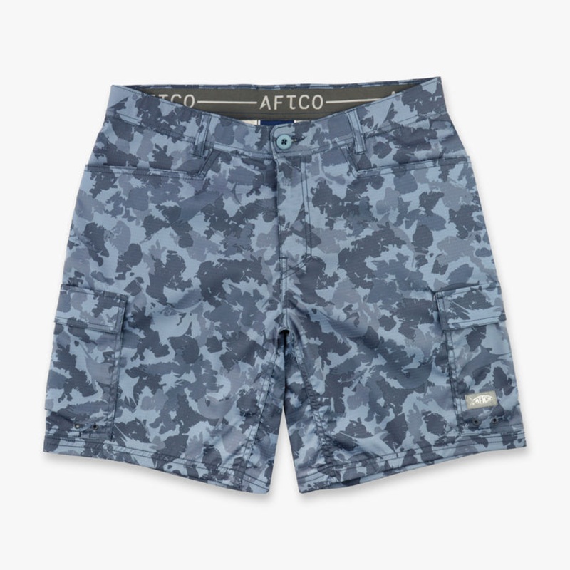 Aftco Deckhand Camo Fishing Cargo Shorts Navy Grander Camo 32