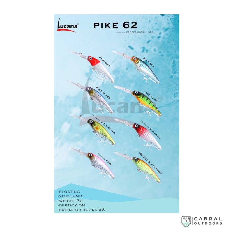 Lucana Pike 62 Floating Minnow | Size: 6.2cm | 7g Blue Sea