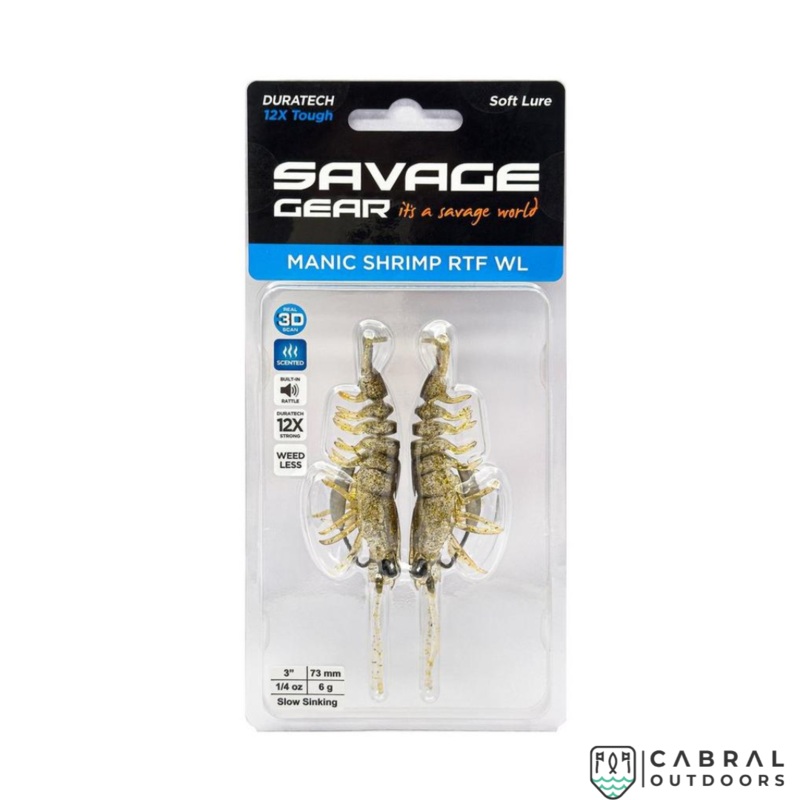 Savage Gear Manic Shrimp Weedless RTF WL  | Pack of 2 | Size: 3inch-3.5inch | Weight:-6g-9g 3inch New Penny 6g