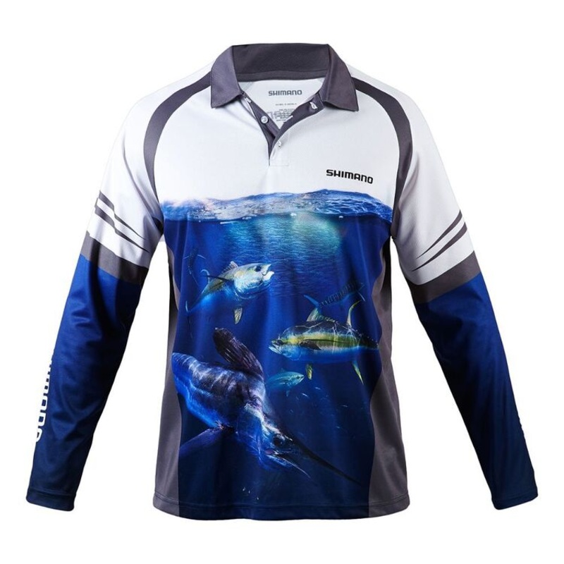 Shimano Ocea Ball Grey Sublimated Fishing Shirt Jersey Large