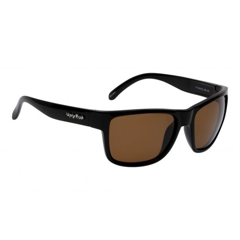 Ugly Fish TAC PT9640 Shiny Black Frame Polarised Sunglasses Brown Lens