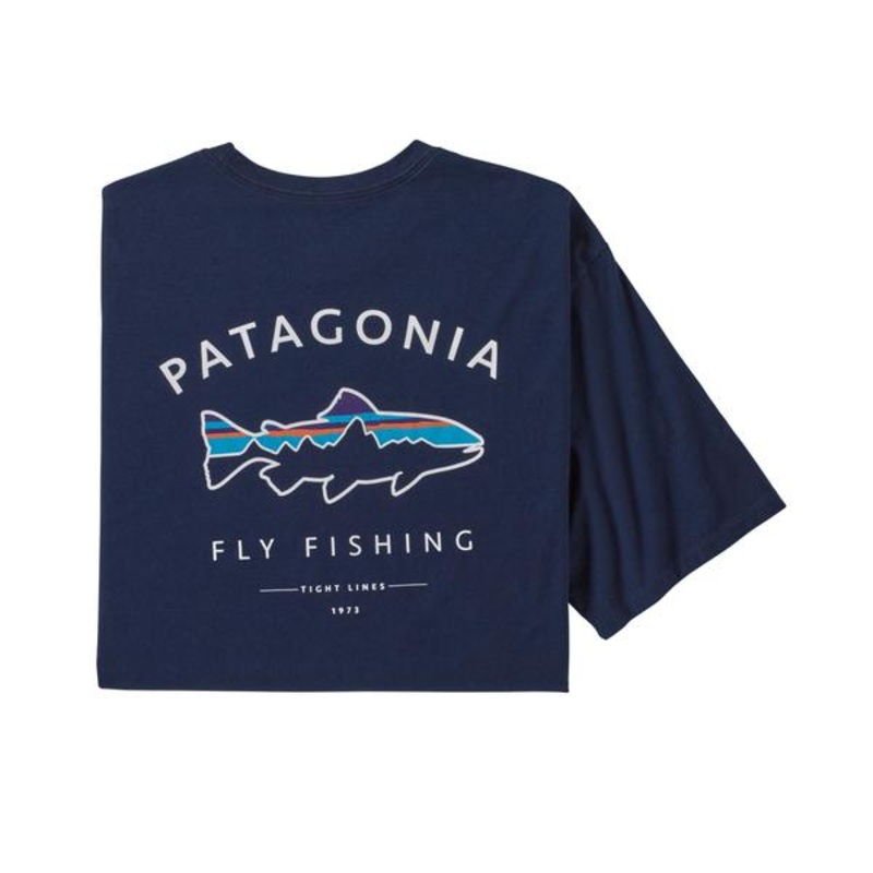 Patagonia Mens Framed Fitz Roy Trout Organic T-Shirt – Classic Navy Large