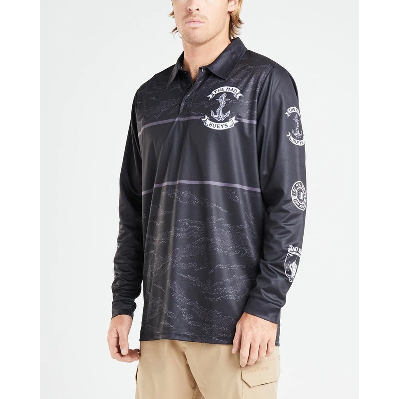 The Mad Hueys Anchor Long Sleeve Fishing Jersey Shirt – Black Large