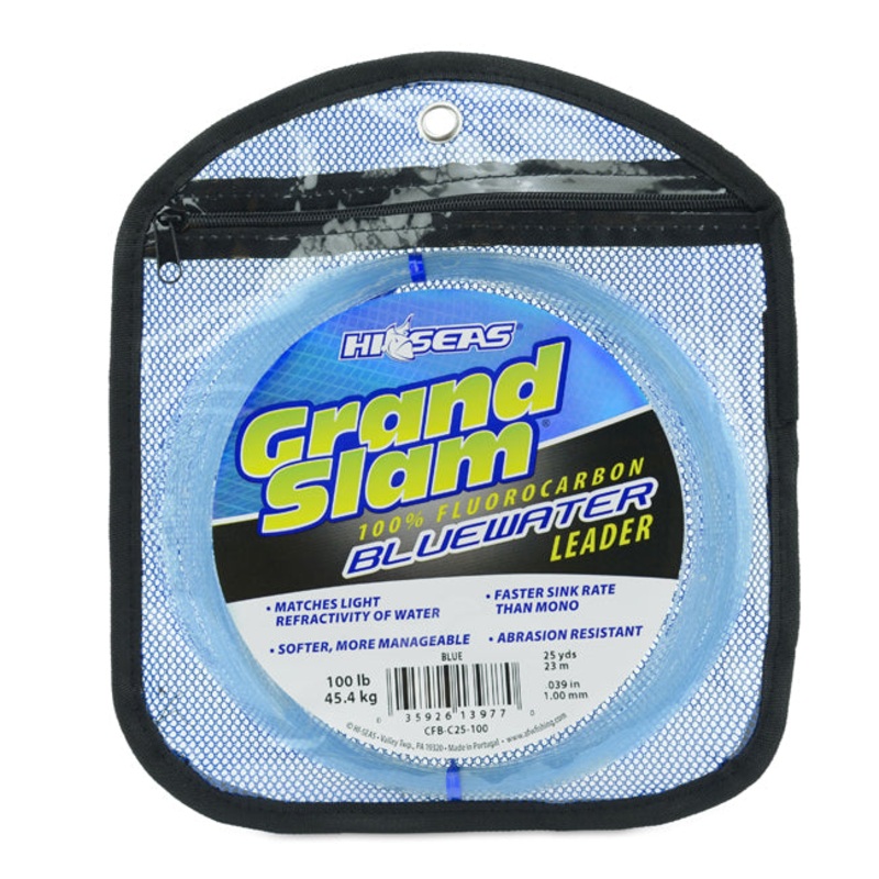 HI-SEAS Grand Slam Bluewater 100% Fluorocarbon Leader Blue 40 Pound Coil 25 Yards