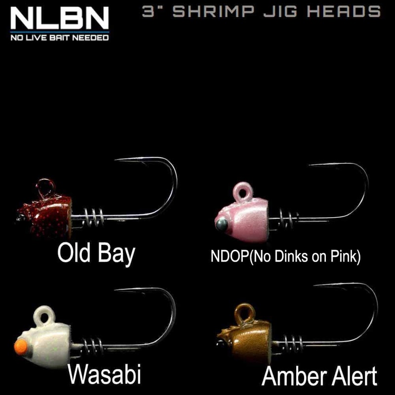 NLBN 3″ Shrimp Jig Heads AMBER ALERT 1/2OZ