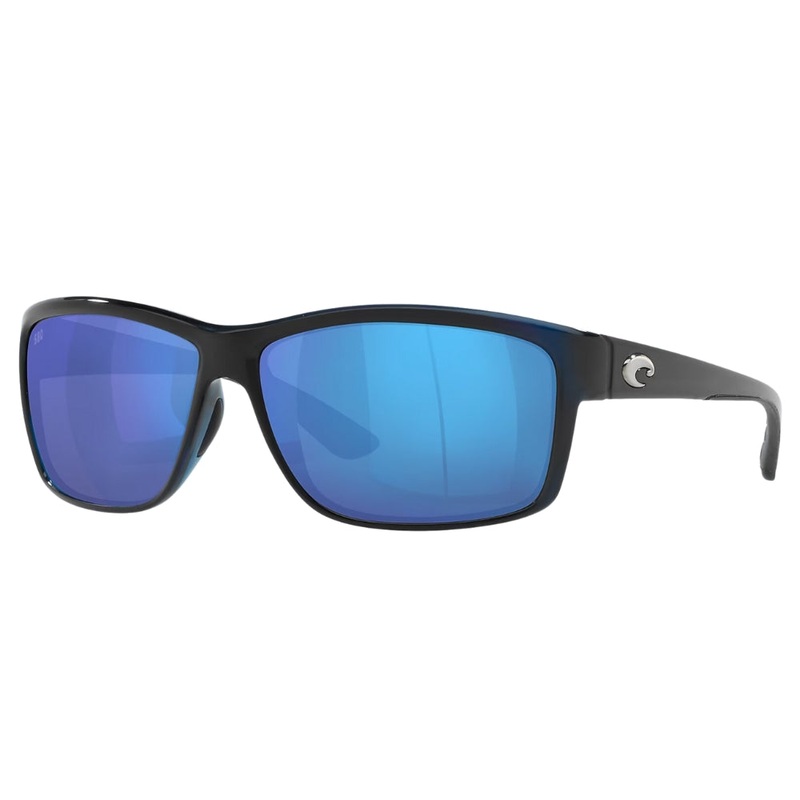 Costa Mag Bay Polarised Glass Sunglasses Shiny Black Frame / Blue Mirror