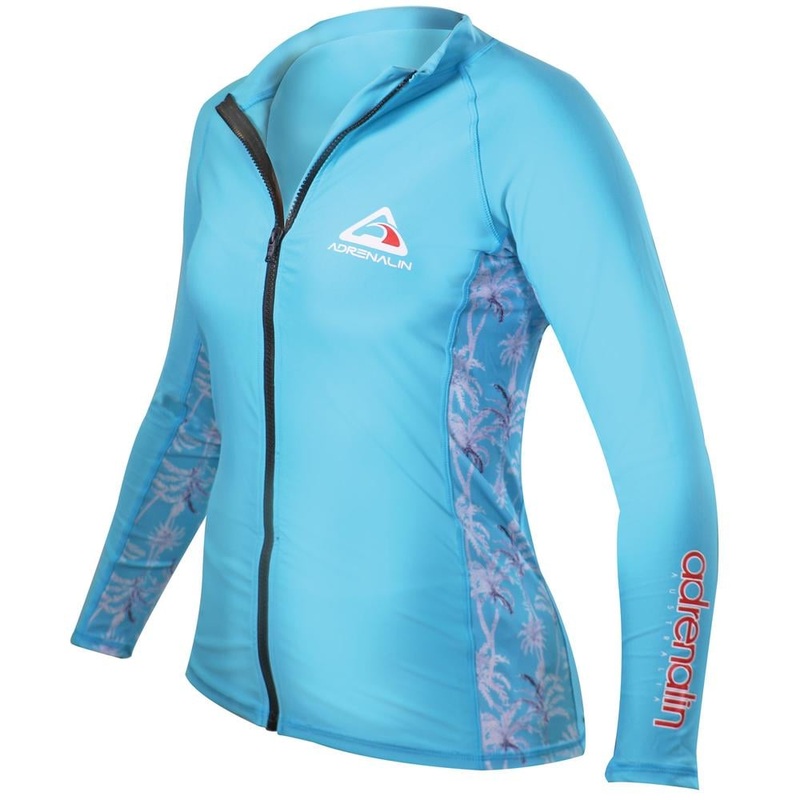 Adrenalin Ladies Beach Long Sleeve Zip Rash Vest Aqua 10