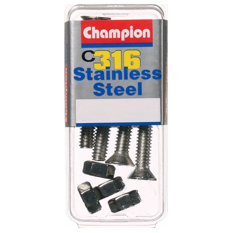 Champion Stainless Steel 316 Countersunk Screws – 3/16 inch 1 1/2 inch