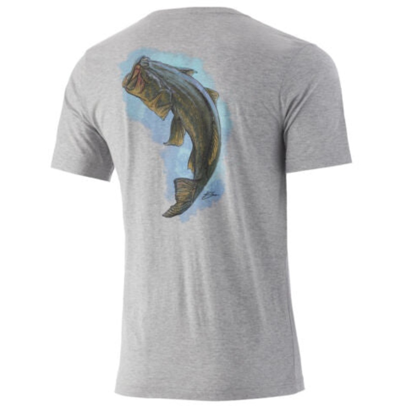 Huk KC Large Bucket Lightweight Tee H1000335 Costal Sky Heather (437) Medium