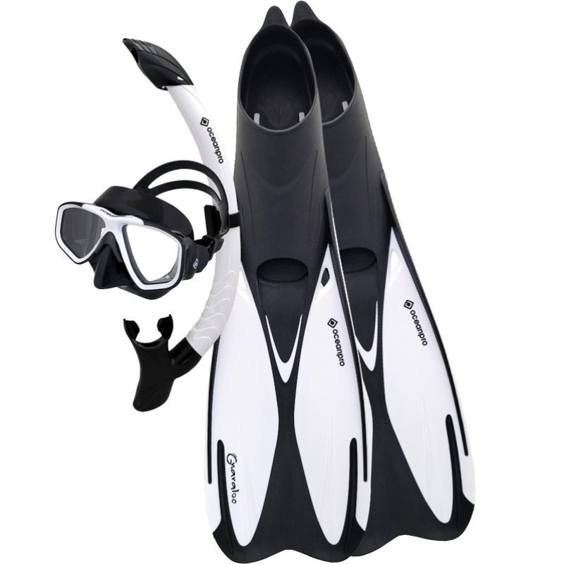 Ocean Pro Gnaraloo Dive Mask Snorkel Fin Set Extra Large White