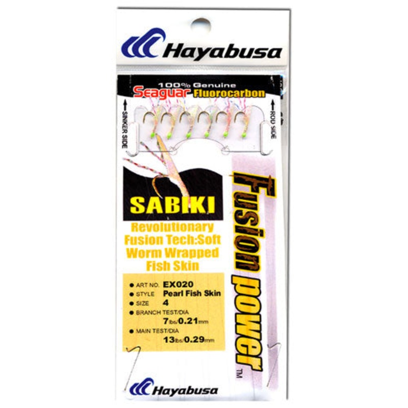 Hayabusa Sabiki EX020 Pearl Fish Skin Green Head Fluoro Sabiki Rig 4