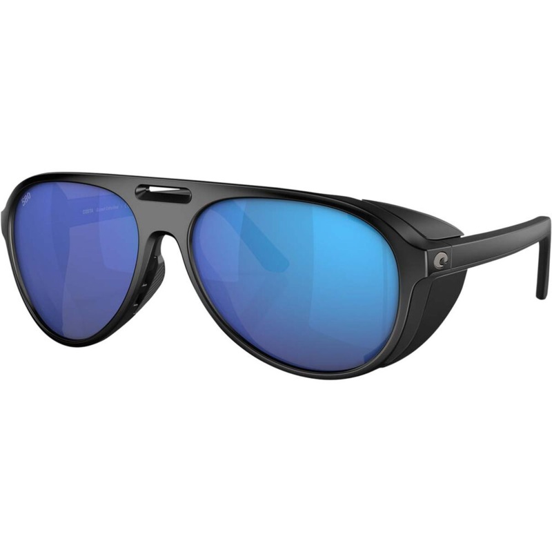 Costa Grand Catalina Polarised Glass Sunglasses Matte Black Frame / Blue Mirror Lens