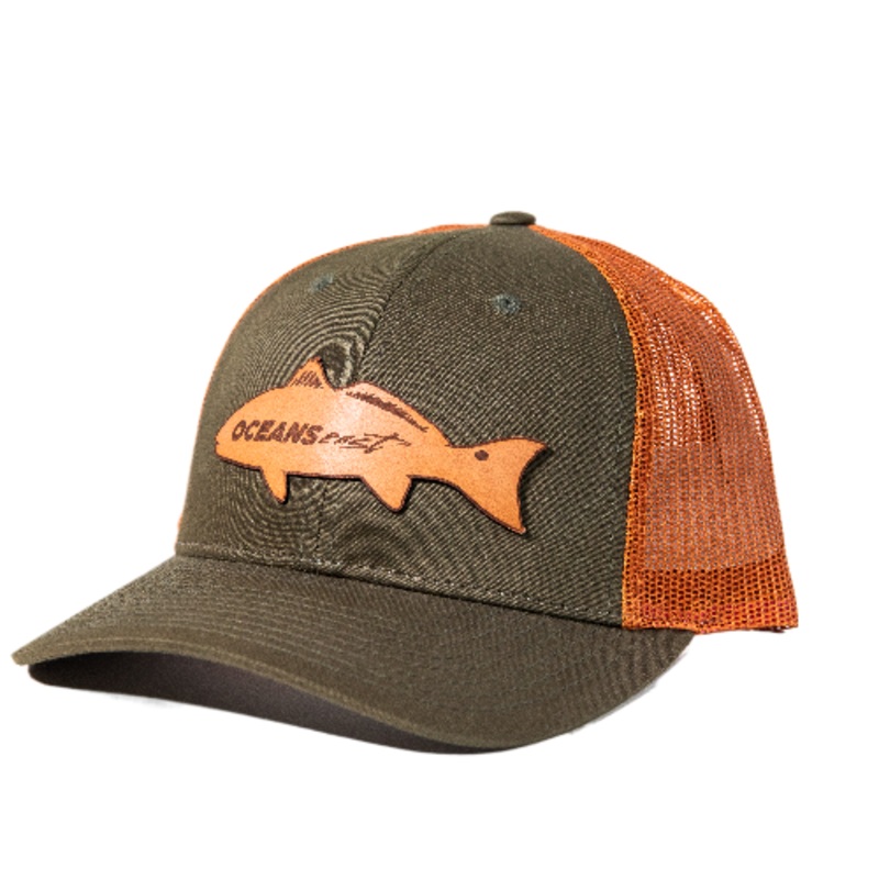 Oceans East Redfish Leather Patch Hat H. GREY/NAVY