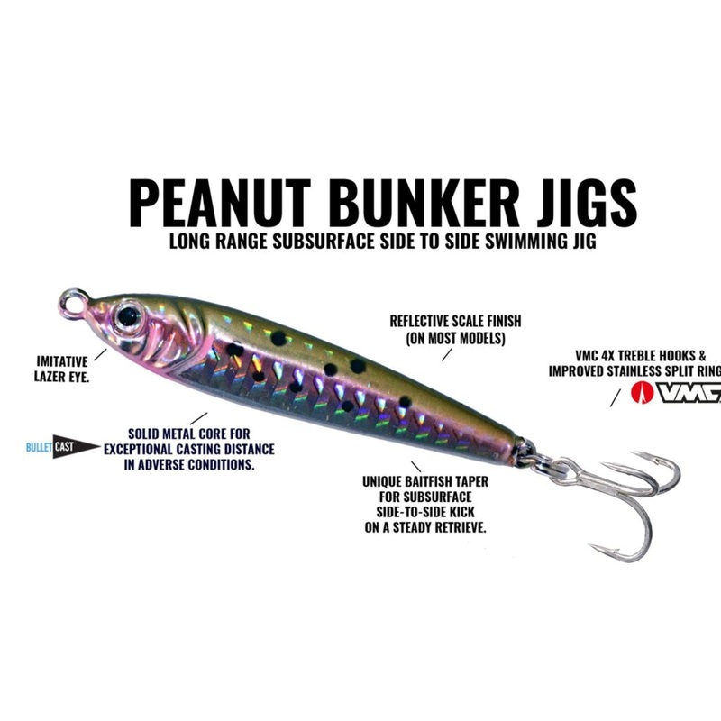 Hogy Peanut Bunker Jig with 4x Treble Hook Peanut Bunker 1 oz