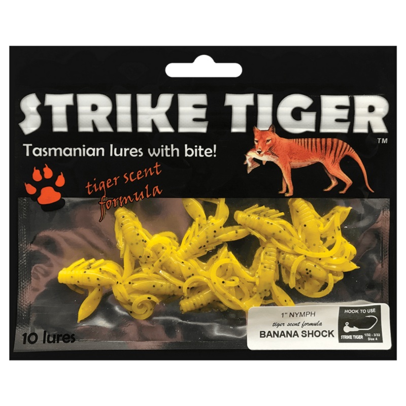 Strike Tiger Nymph Soft Plastic 1 INCH Banana Shocks