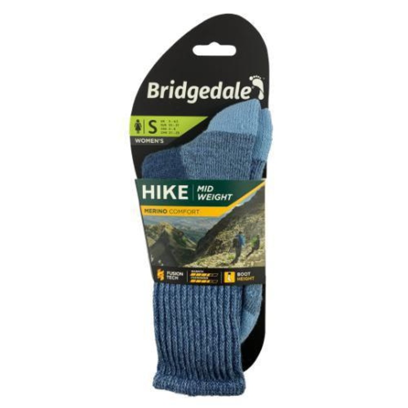 Bridgedale Hike MW Comfort Sock Womens Small Blue