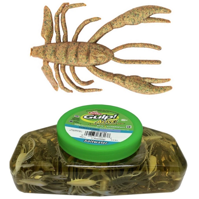 Berkley Gulp Alive Crabby 2 Inch Soft Plastic Crab Lure Bulk Value Tub Breen