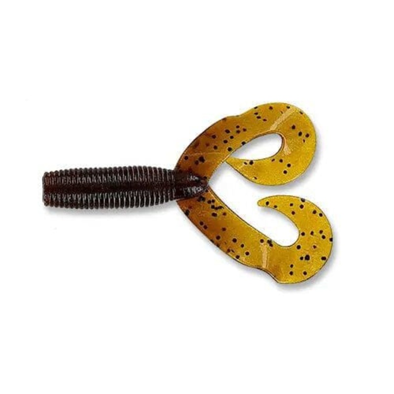 Yamamoto Double Tail Grub Dark Pumpkin with Black Flake 5″  16-20-286