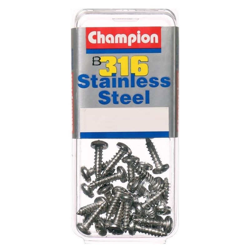 Champion Stainless Steel 316 Self-Tapping Screws Pan Head – 8G 1 inch