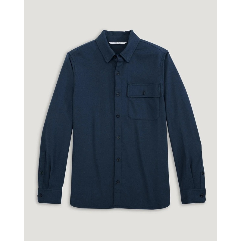 Free Fly Seawool Flannel Shirt Deep Navy M