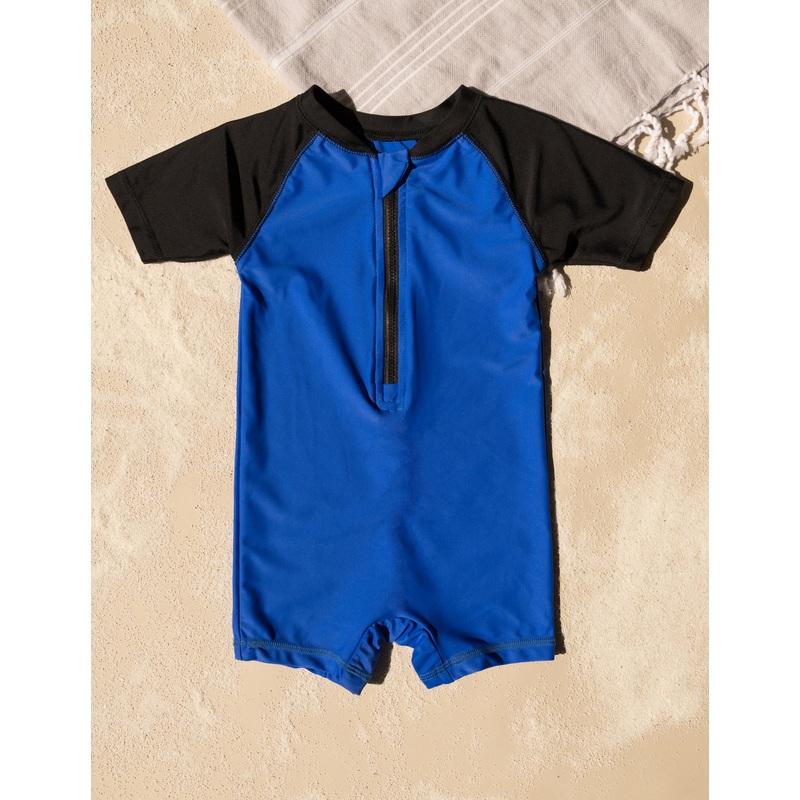 Leveret Baby One Piece Rash Guard UPF 50+ 12-18 Months Black – Navy