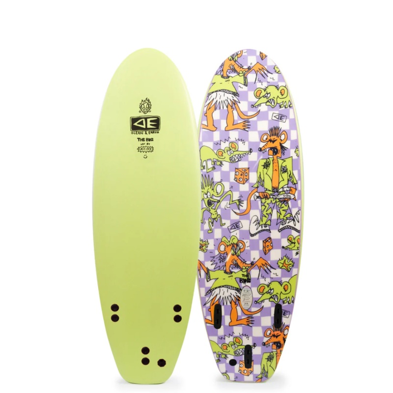 O&E Freaks Bug Softboard 5’6 5FT6 Acid Green