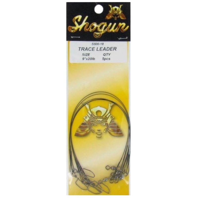 Shogun 12 Inch Wire Trace Leader with Snap 40LB Black
