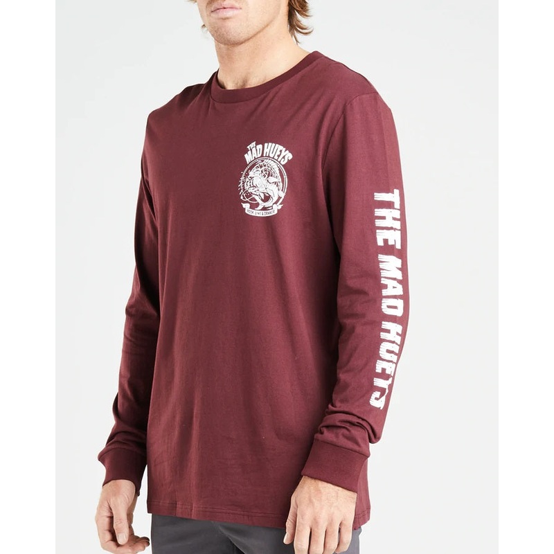 The Mad Hueys Hook Line And Drinker Long Sleeve Tee Shirt – Plum Large