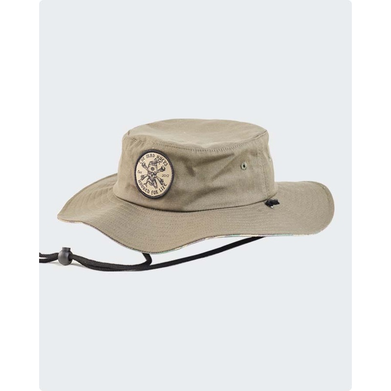 The Mad Hueys Hooked For Life Wide Brim Hat Dusty Green Large / X Large