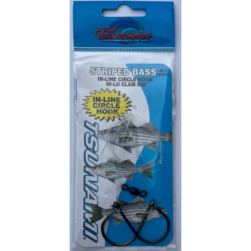 Tsunami TS-4750 Striped Bass In-Line Circle Hook Hi-Lo Clam Rig w/o Floats