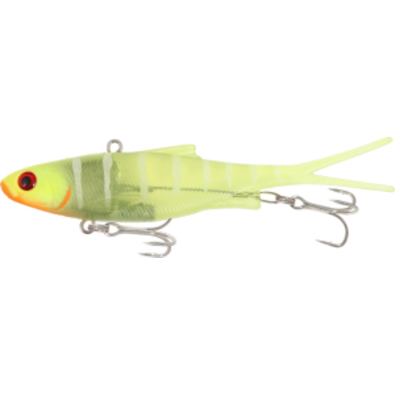Samaki Viberlicious Fork Tail 100mm Chartreuse Head UV 3930