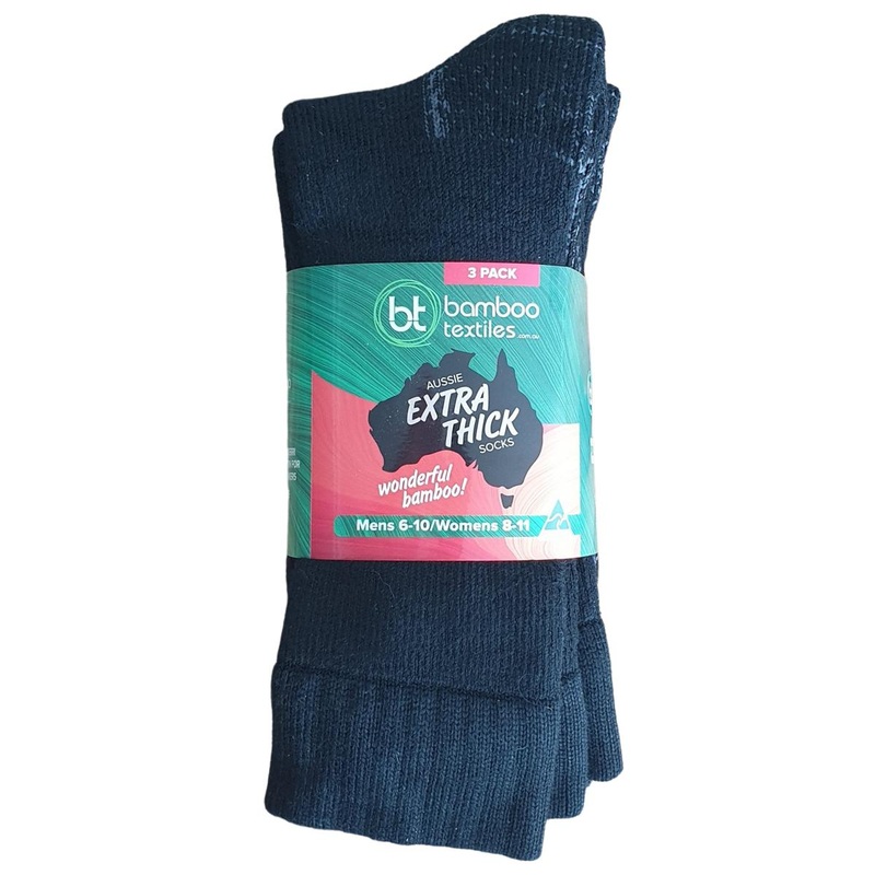Bamboo Socks Aussie Extra Thick 3 Pack 04-Jun Black