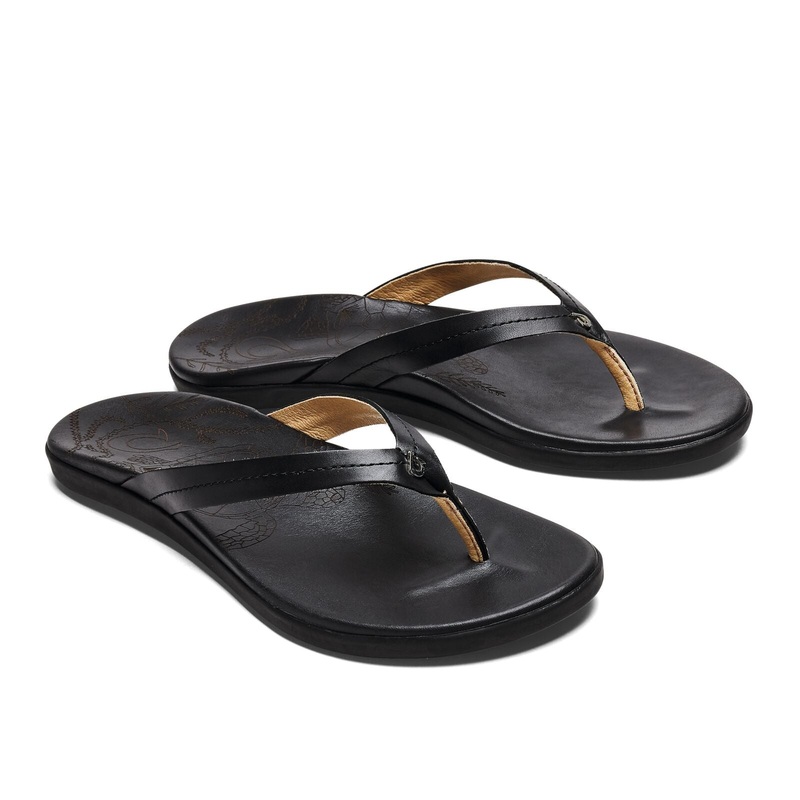 Olukai Womens Honu Sandals-Black/Black 5