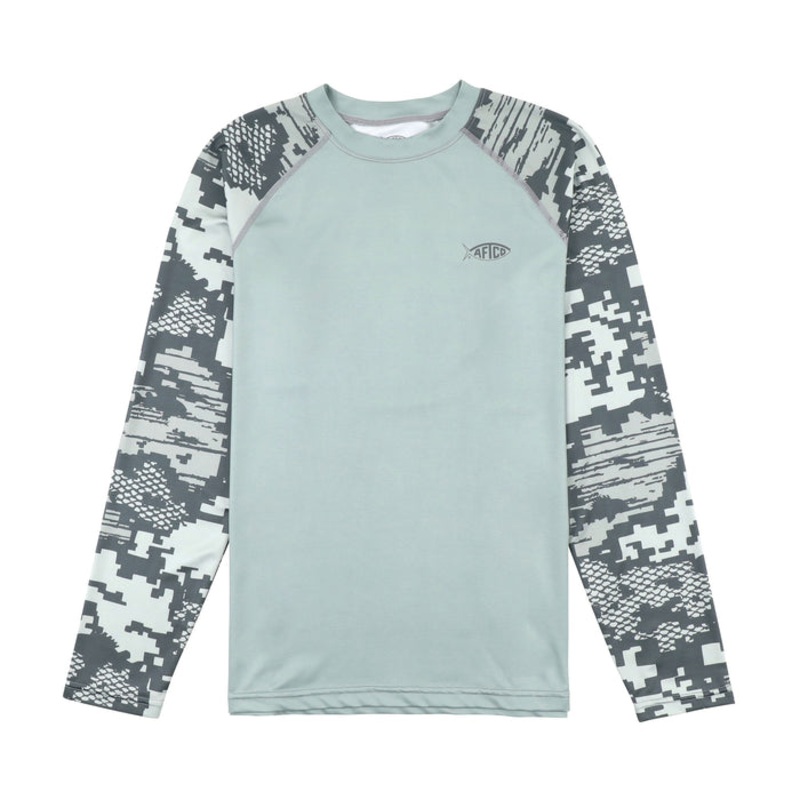 AFTCO Youth Tactical Camo Long Sleeve Performance Shirt Light Gray Digi Camo Youth Small