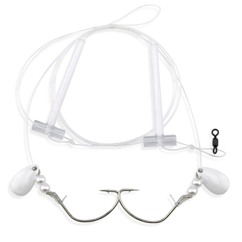 Aqua-Clear Hi-Lo Pearl & Spinner Rig 3/0 Nickel Wide Gap Hook