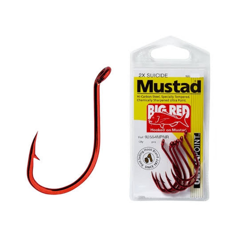 Mustad “Big Red” 2x Suicide Hooks 6