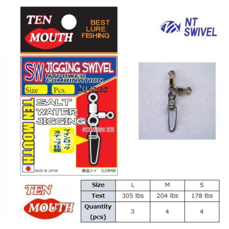 NT Swivel TEN MOUTH Salt Water Jigging Swivel S