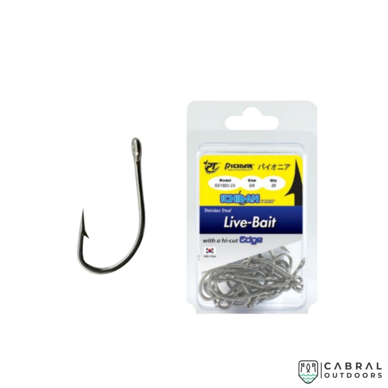 Pioneer Ichiban Live-Bait SS1920-2X Hi-Cut Edge Hooks | Size: 1/0-7/0 1/0