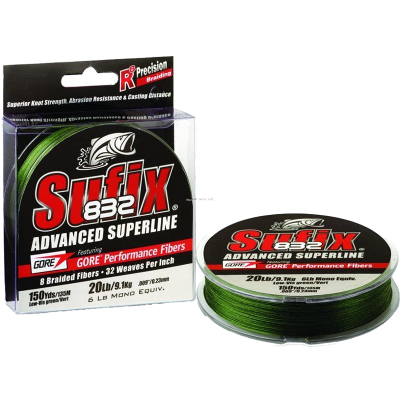Sufix Advanced Superline Braid 8lb 150yd Lo-Vis Gr
