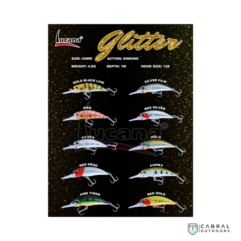 Lucana Glitter Sinking Minnow | Size: 50mm | 4.8g Fire Tiger