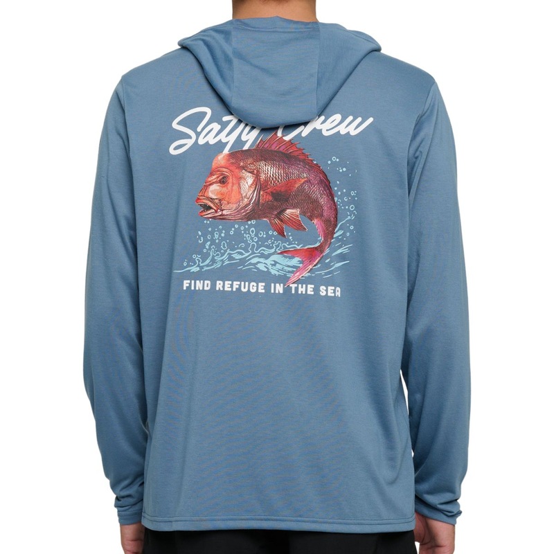 Salty Crew Snapper Hood Sunshirt Dark Slate Small Dark Slate
